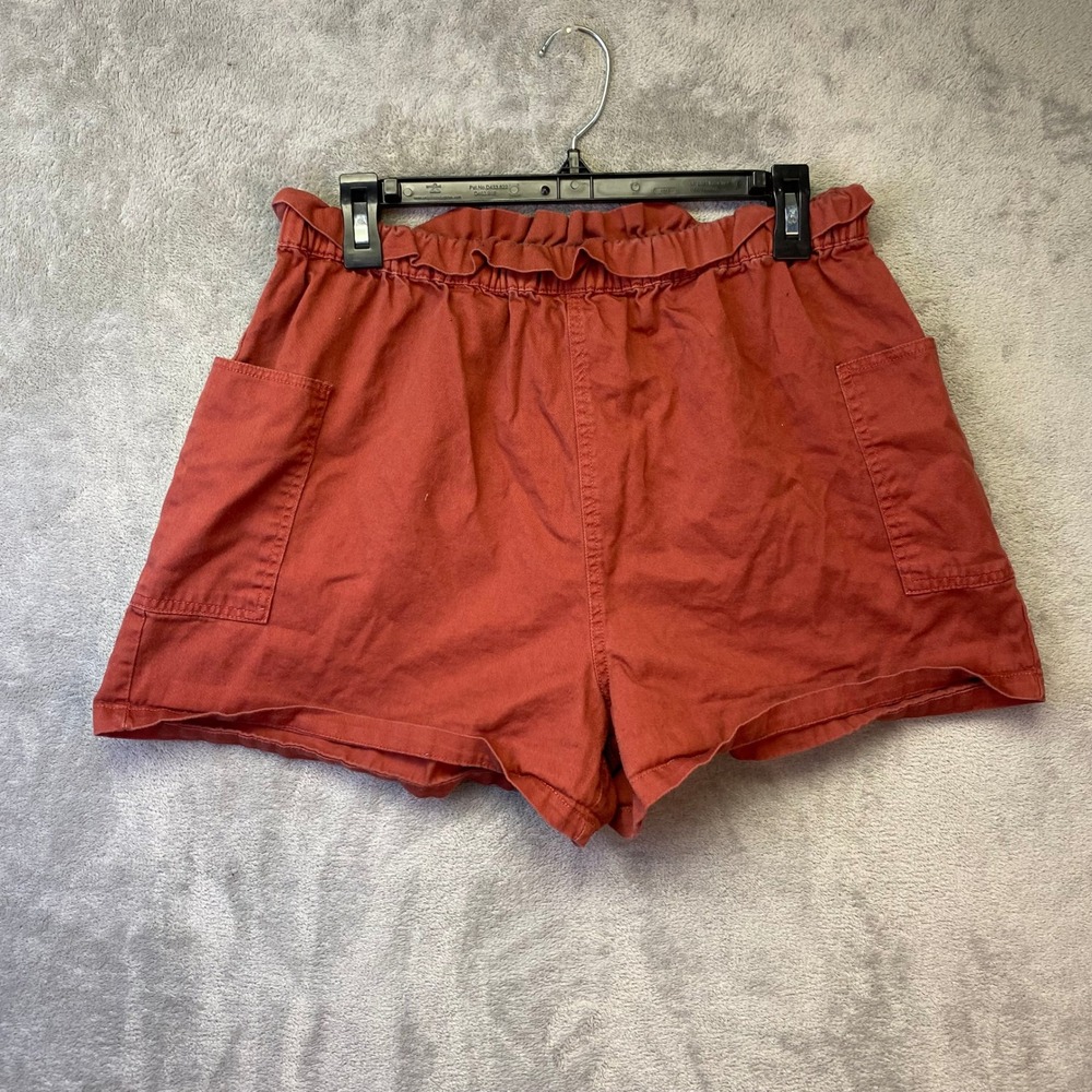 Kiss & Cry Womens Burnt Orange Paperbag Waist Casual Twill Shorts Size XL